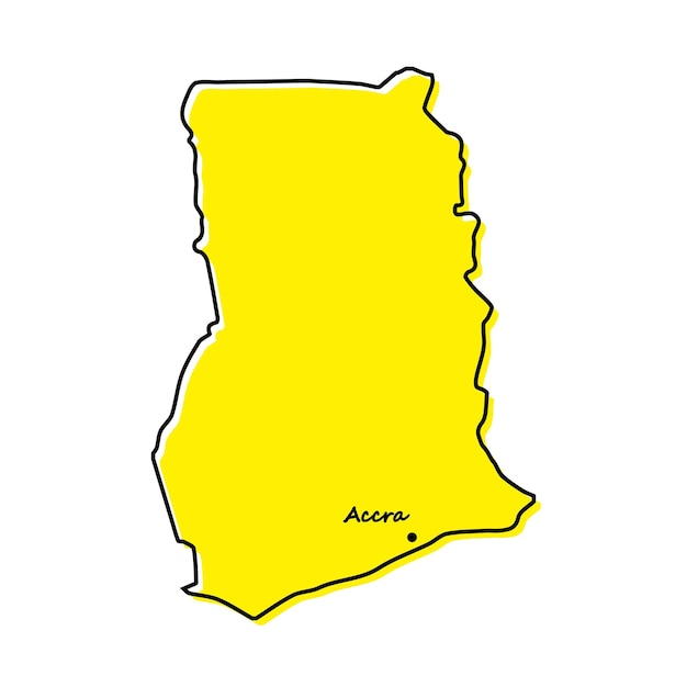 Eenvoudige overzichtskaart van Ghana met hoofdstad locatie
