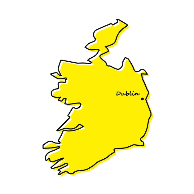 Eenvoudige overzichtskaart van Ierland met hoofdstad locatie