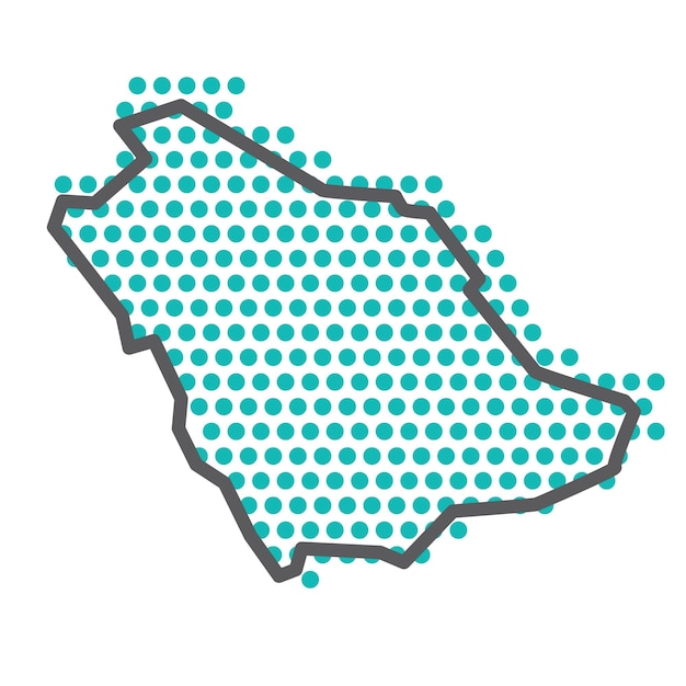Eenvoudige overzichtskaart van Saoedi-Arabië met groen halftoonpuntpatroon