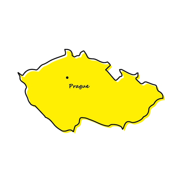 Vector eenvoudige overzichtskaart van tsjechië met hoofdstad locatie