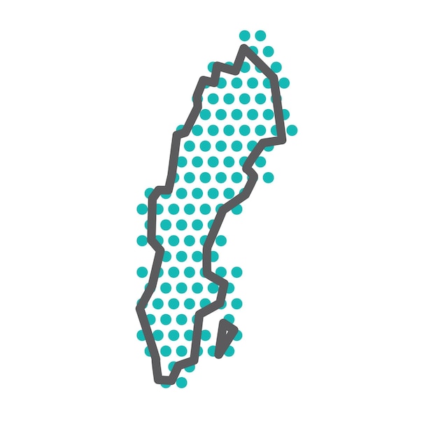 Eenvoudige overzichtskaart van Zweden met groen halftoonpuntpatroon