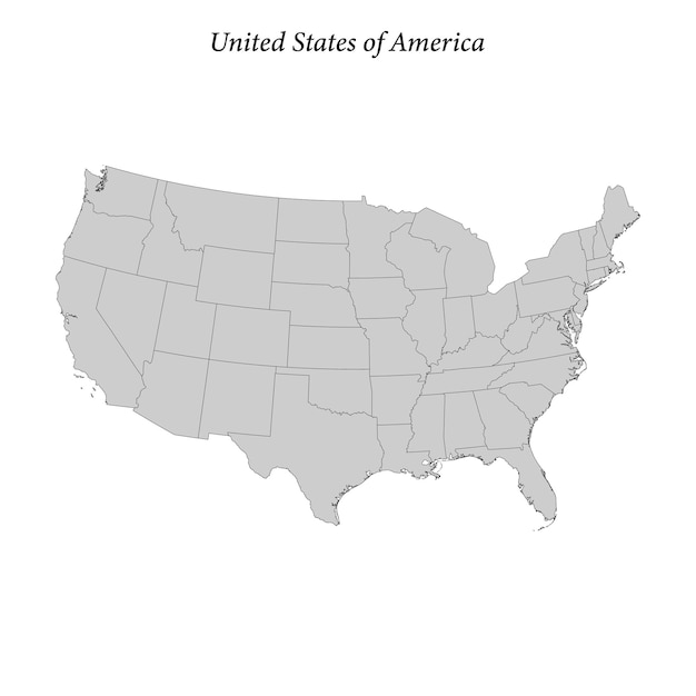 Eenvoudige platte kaart van de Verenigde Staten van Amerika met districtsgrenzen