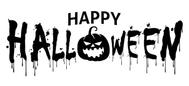 Eenvoudige platte vectorillustratie van Happy Halloween-tekst voor banner en titel