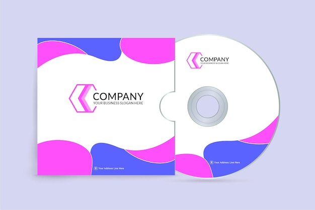 Eenvoudige professionele roze en blauwe CD-cover sjabloon
