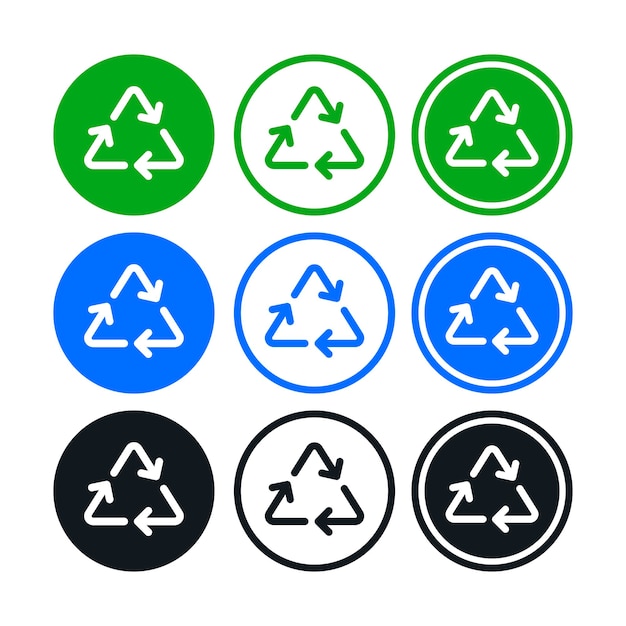 Eenvoudige recycling teken cirkels set