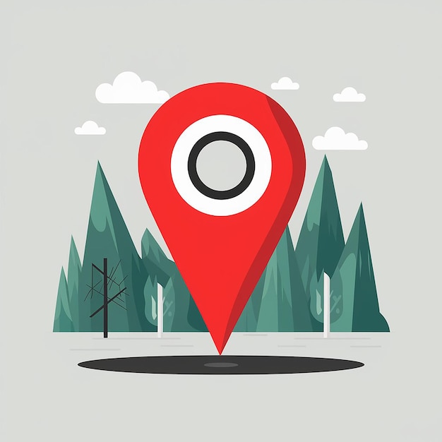 Eenvoudige rode pin locatie icoon op witte achtergrond illustratie in plat ontwerp