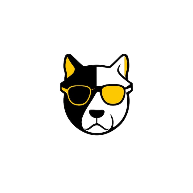 eenvoudige schone minimalistische pitbull met zonnebril roken sigaret logo vector vectorillustratie