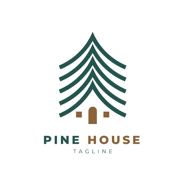 Eenvoudige schone Pine House Logo ontwerpsjabloon