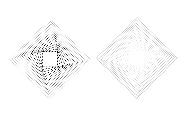 Eenvoudige set, 2 stijl Vector zwart-wit vierkant halftoon, geïsoleerd op wit