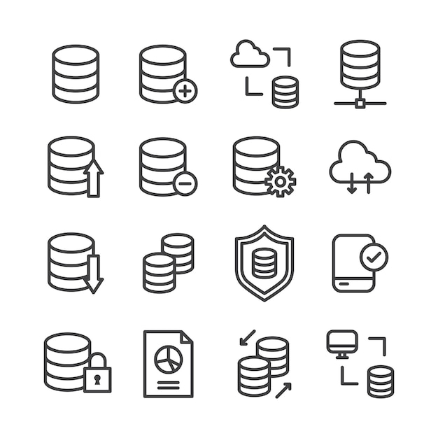 Eenvoudige set van opslag cloud computing gerelateerde vector lijn iconen bewerkbare slag