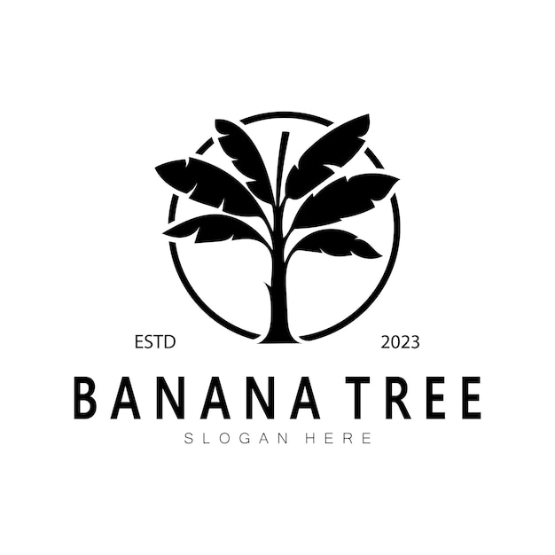 Eenvoudige silhouet bananenboom Logo Flat Design vector