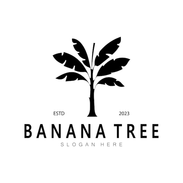 Eenvoudige silhouet bananenboom Logo Flat Design vector