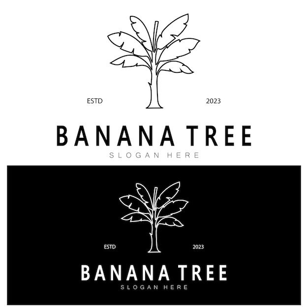 Eenvoudige silhouet bananenboom Logo Flat Design vector