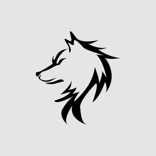 eenvoudige silhouet wolf logo inspiratie