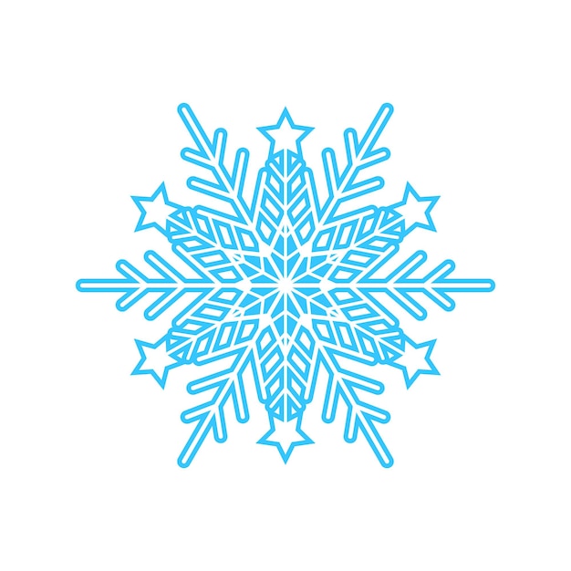 Eenvoudige sneeuwvlok gemaakt van blauwe lijnen Feestelijke decoratie voor Nieuwjaar en Kerstmis symbool van winter element voor ontwerp Vectorillustratie