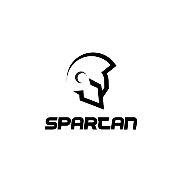 Eenvoudige Sparta Warrior zwarte silhouet Logo ontwerpsjabloon