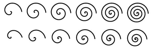 Vector eenvoudige spiralen pictogrammen of tekens, verschillende versies, kunnen worden gebruikt als onderdeel van het logo