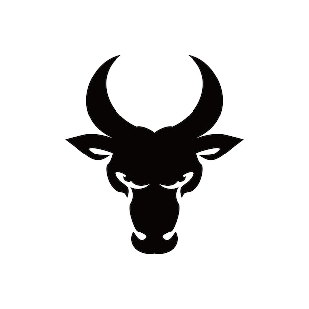 eenvoudige stier hoofd silhouet logo sjabloon. wild dier met hoorn icoon, teken en symbool.