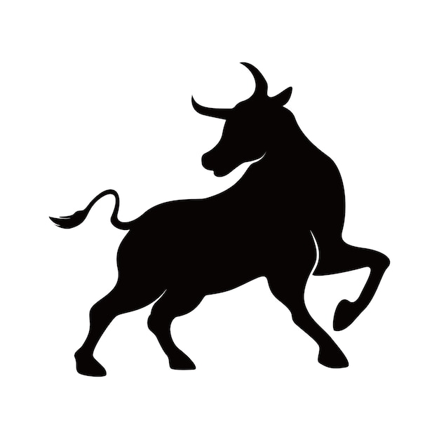 eenvoudige stier hoofd silhouet logo sjabloon. wild dier met hoorn icoon, teken en symbool.