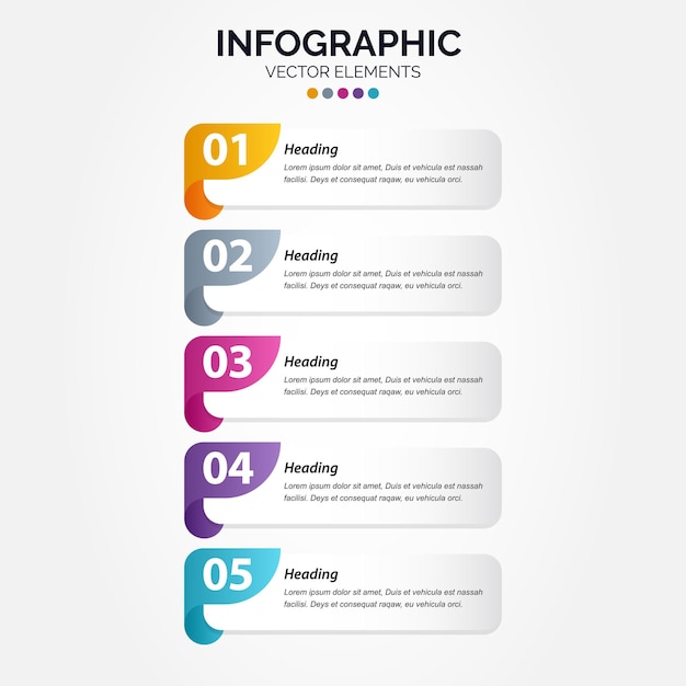 Eenvoudige stijlvolle 5 verticale infographic-sjabloon