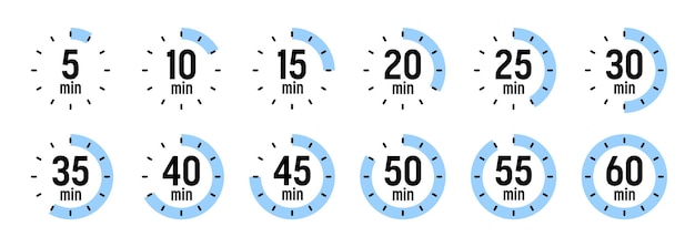 Eenvoudige stopwatch iconen kleurrijke chronometer tijd teller met dial countdown timer tonen uren en