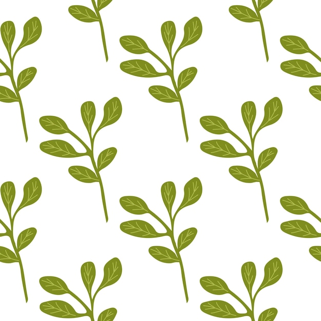 Vector eenvoudige takken met bladeren naadloos patroon organische eindeloze achtergrond decoratief bosblad eindeloos behang