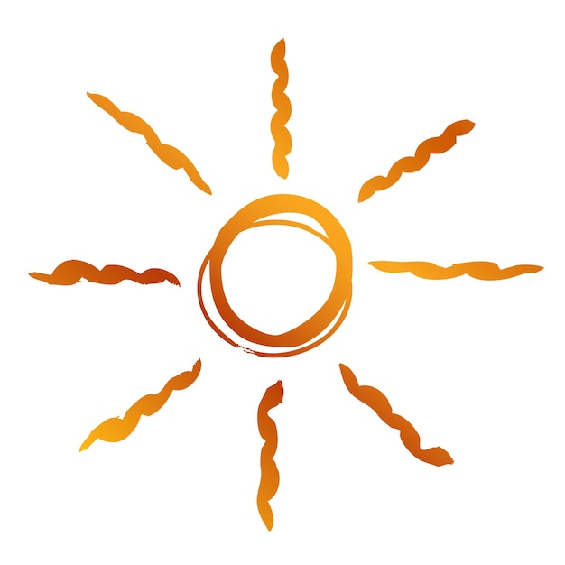 Eenvoudige Vector Hand tekenen schets van Golden Sunburst zon Burst geïsoleerd op wit