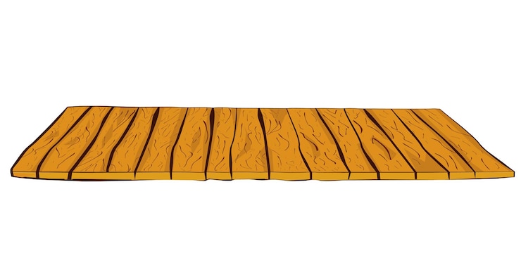 Vector eenvoudige vector hand tekenen schets van perspectief bruin verticale houten vloer