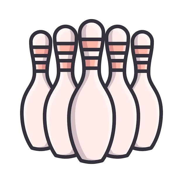 Eenvoudige vector icoon van bowling pinnen set Actieve sport en spel inventaris sticker