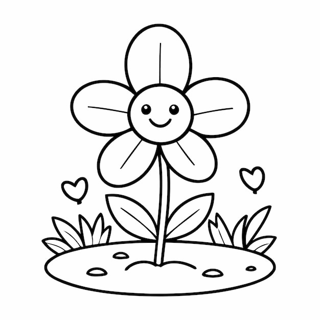 Vector eenvoudige vector illustratie van bloem doodle voor kinderen kleurpagina