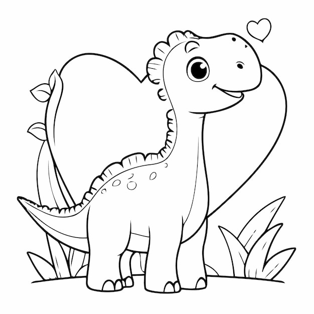 Eenvoudige vector illustratie van Brachiosaurus doodle voor kinderen kleurpagina