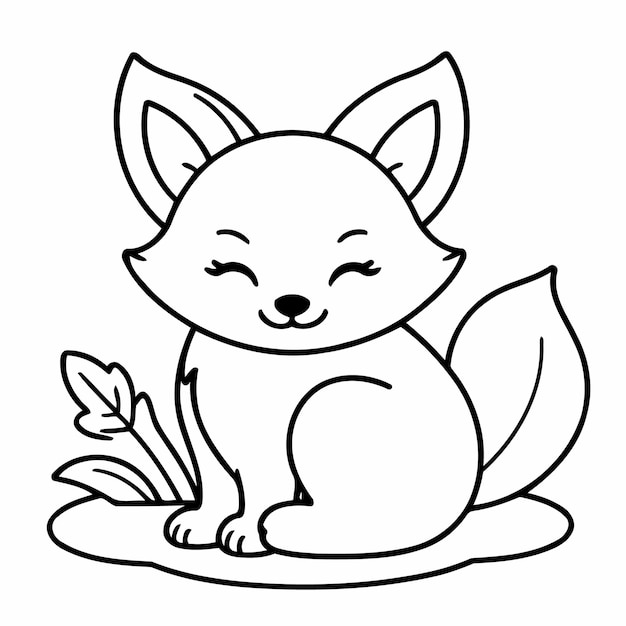 Eenvoudige vector illustratie van Fox voor kinderen kleurpagina