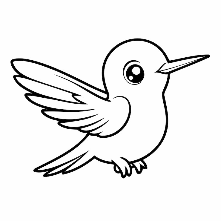Vector eenvoudige vector illustratie van hummingbird doodle voor kinderen kleurpagina