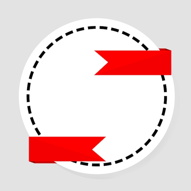 Vector eenvoudige vector lege cirkel met rood lint en zachte schaduw