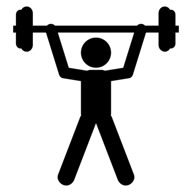 Eenvoudige Vector Stick man Workout met behulp van barbell geïsoleerd op wit