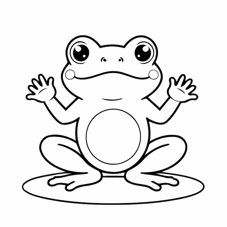 Vector eenvoudige vectorillustratie van bullfrog doodle kleuractiviteit voor kinderen
