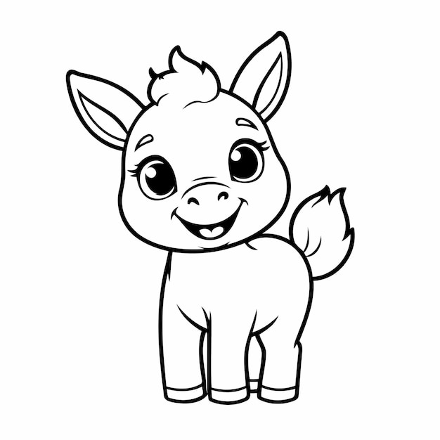 Vector eenvoudige vectorillustratie van donkey voor kinderen kleuractiviteit