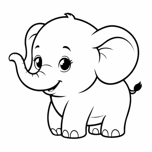 Eenvoudige vectorillustratie van Elephant doodle voor kinderen kleurwerkblad