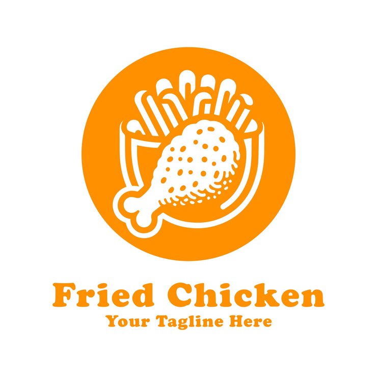Eenvoudige vectorillustratie van het logo van de gebakken kip