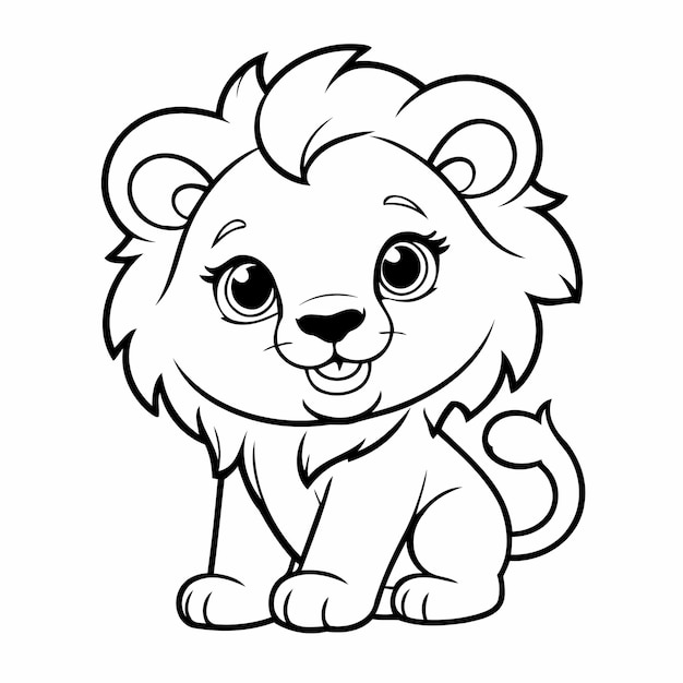 Vector eenvoudige vectorillustratie van lion doodle voor kinderen werkblad