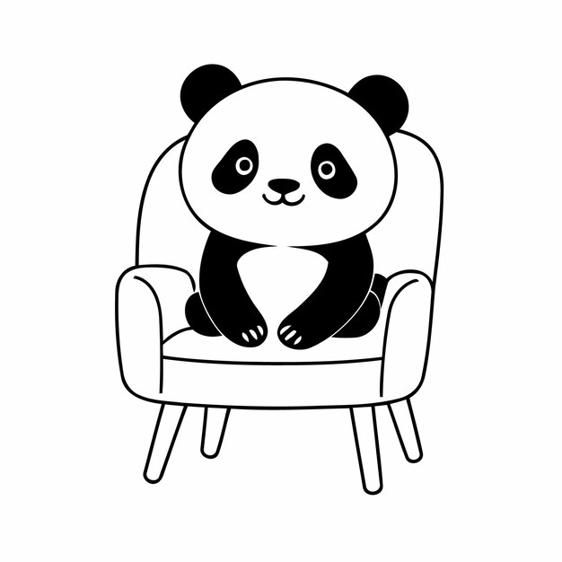 Vector eenvoudige vectorillustratie van panda doodle voor peuters werkblad