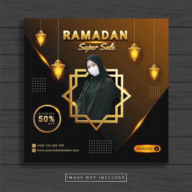 Eenvoudige vierkante banner met ramadan-modethema