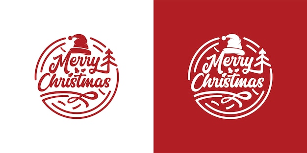 Eenvoudige vintage belettering merry christmas logo stempel