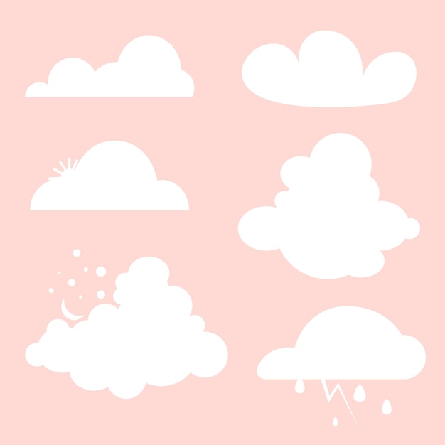 Eenvoudige vlakke pictogrammen wolken geïsoleerde elementen