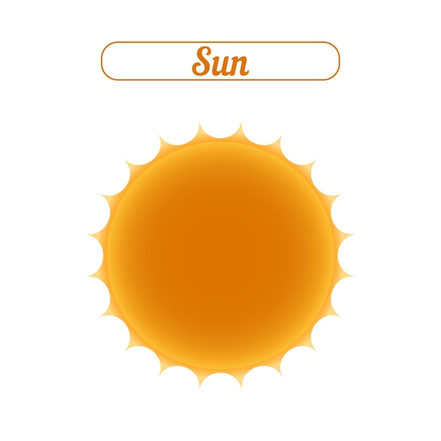 Eenvoudige zon clipart gemaakt met oranje en fel geel verloop Eenvoudige felle zon vectorillustratie op witte achtergrond