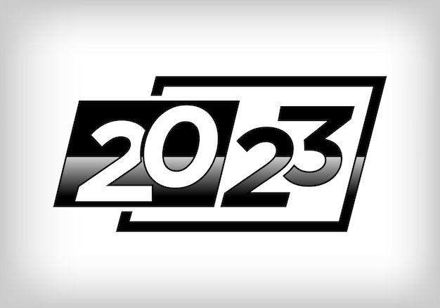 Eenvoudige zwarte 2023 logo ontwerpsjabloon