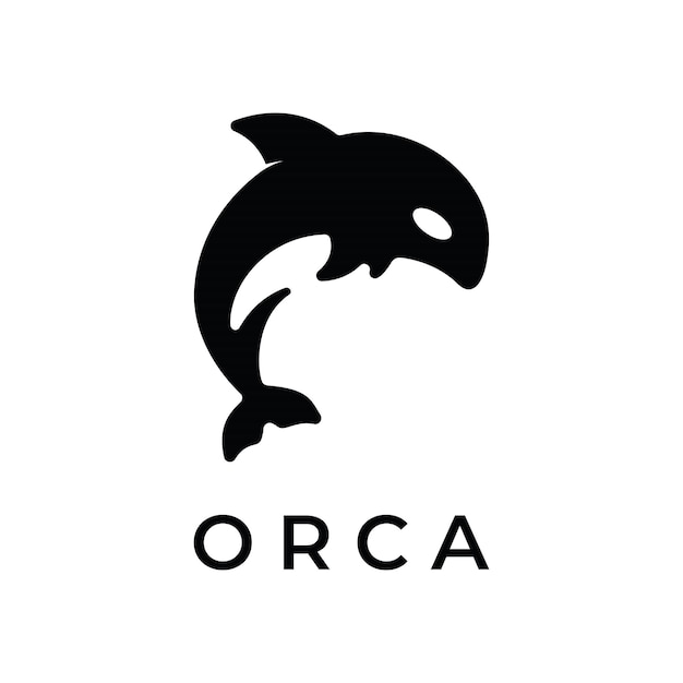 Eenvoudige zwarte orka walvis dier sjabloon logo creatief ontwerp Killer onderwater dier Logo voor zakelijke identiteit en branding