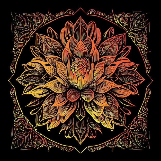 Eerie and beautiful, this dark flower illustration evokes mystery with its intricate details