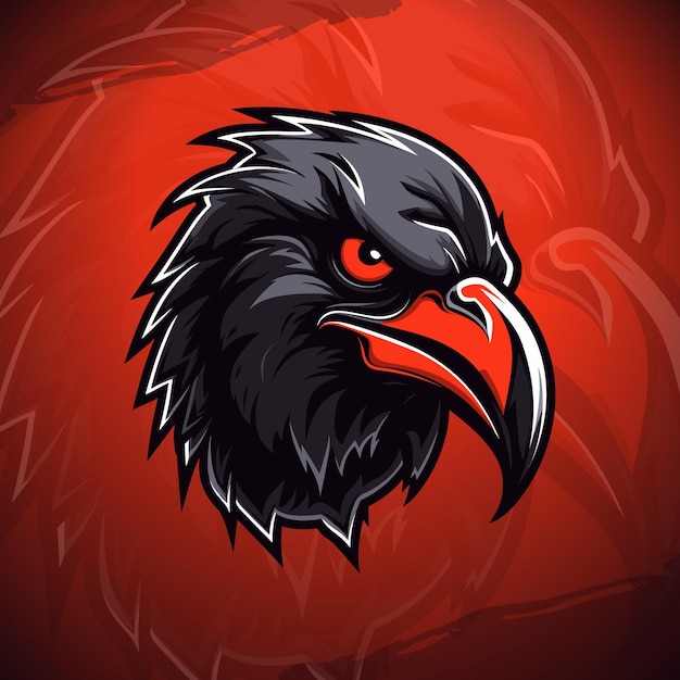 Eerie Raven Modern Mascot Logo Design for Sports amp Esports는 티셔츠와 배지에 대한 두려움을 불러일으킵니다.