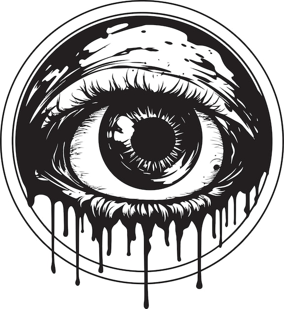 Eerie Undead Gaze Black Vector Zombie Eye Emblem Sinister Stare Creepy Scary Eye Logo Icon